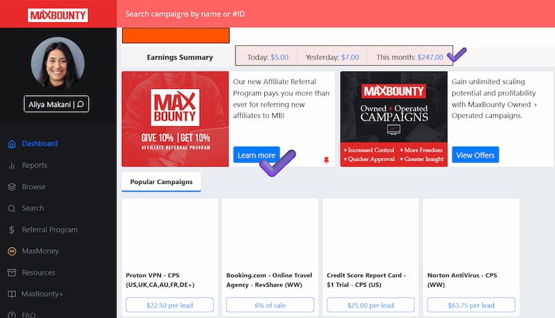 MaxBounty CPA Marketing Earning